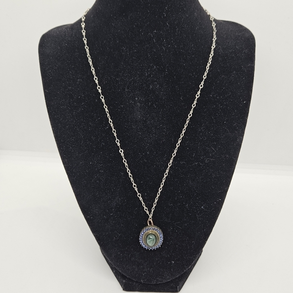 Avon blue and green pendant necklace signed NRT